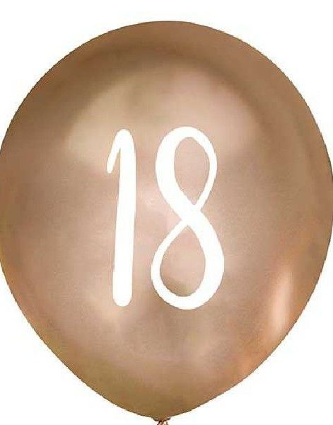 18 År - 5 stk Krom Gullfarget Ballonger 30 cm
