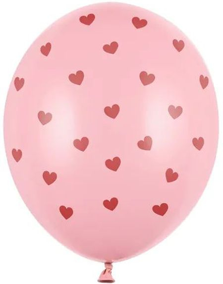 Bilde av 6 Stk 30 Cm Pastell Rosa Ballonger Med Hjerter