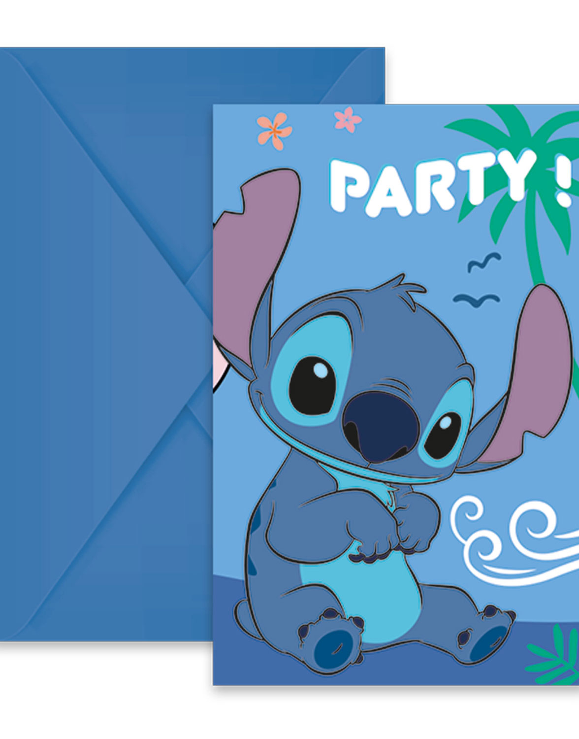 6 stk Disney Stitch Invitasjoner med Konvolutter