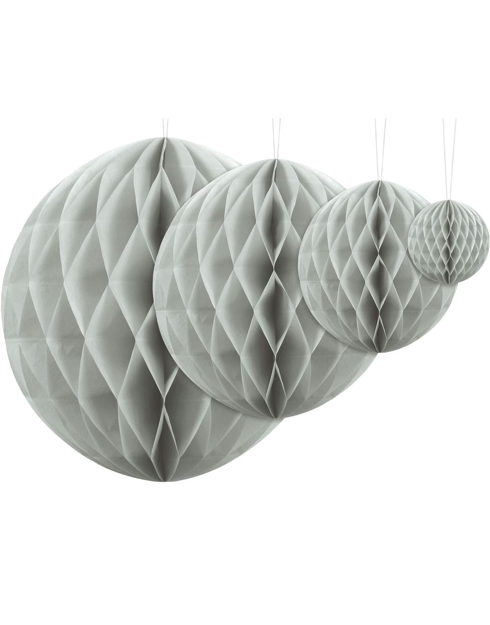 Lys Grå Honeycomb Ball VELG STØRRELSE 10-40 cm