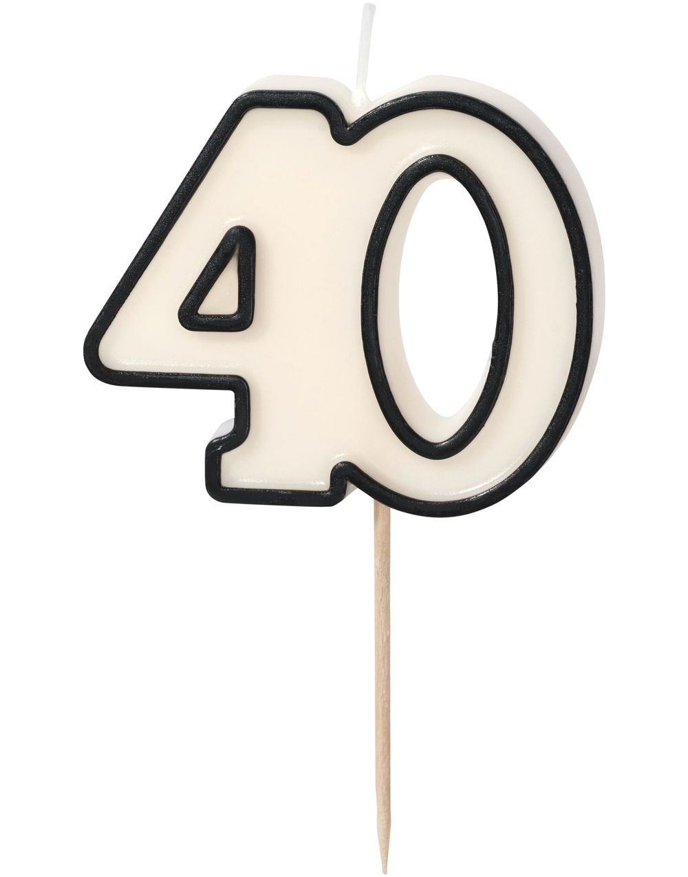40 Års Bursdagslys 5,5 cm Svart og Hvit