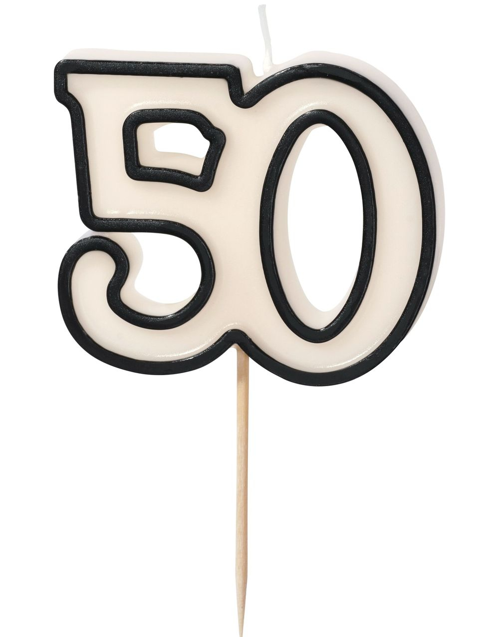 50 År - Hvit og Svart Bursdagslys 5.5 cm