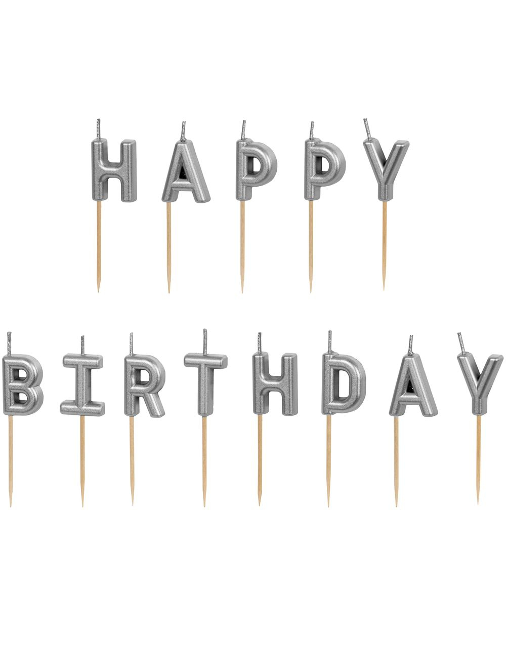 Happy Birthday Kakelys 2,5 cm - Sølvfarget
