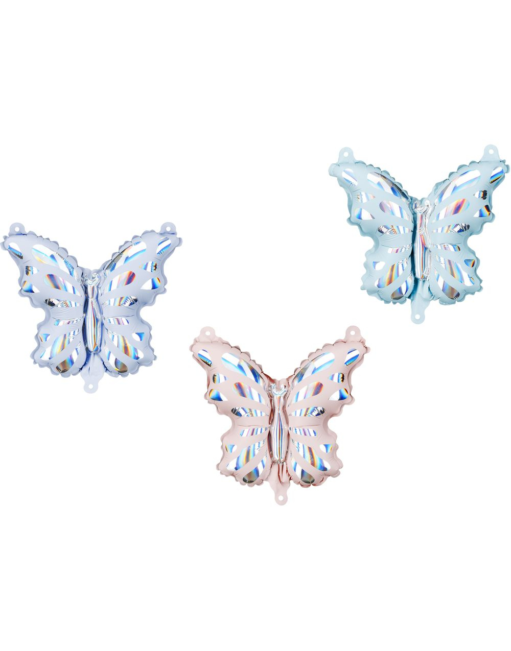 3 stk Fargeglade Sommerfugler Folieballong 19x23 cm - Colorful Butterflies