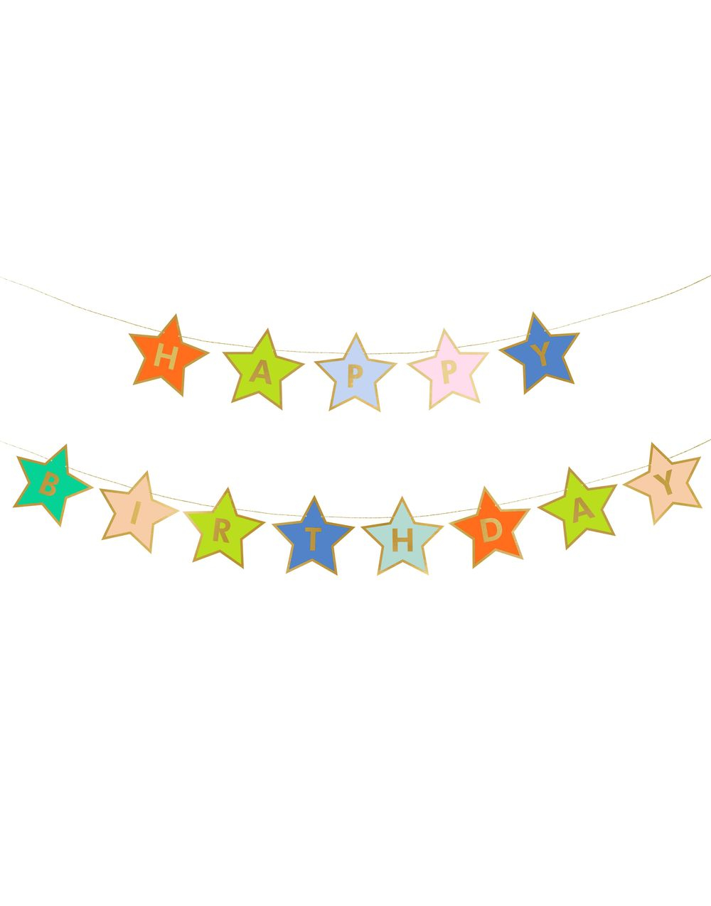 Fargerik Stjerneformet Happy Birthday Girlander 260x16.5 cm
