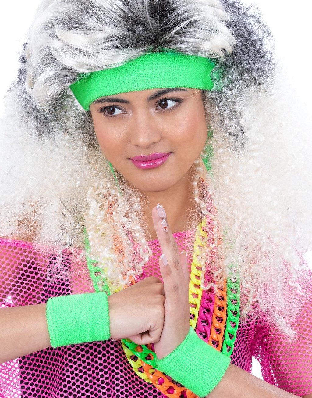 80s Svettebånd 3 Deler - Neon Grønn