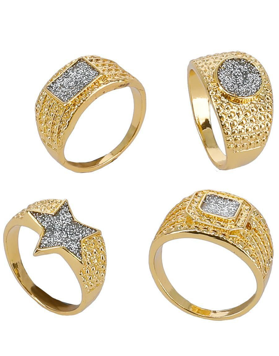 4 stk Gullfarget Diamant Bling Ringer