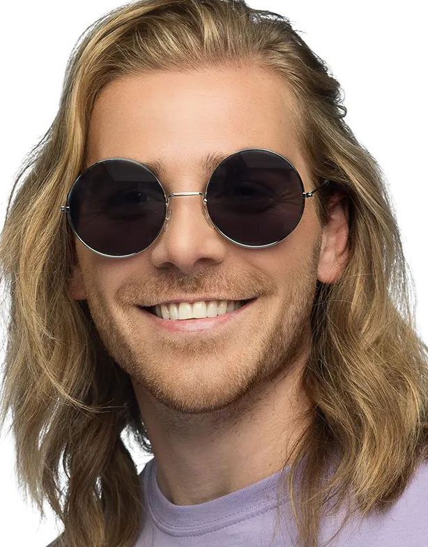 Grå Runde Store Hippie Kostymebriller