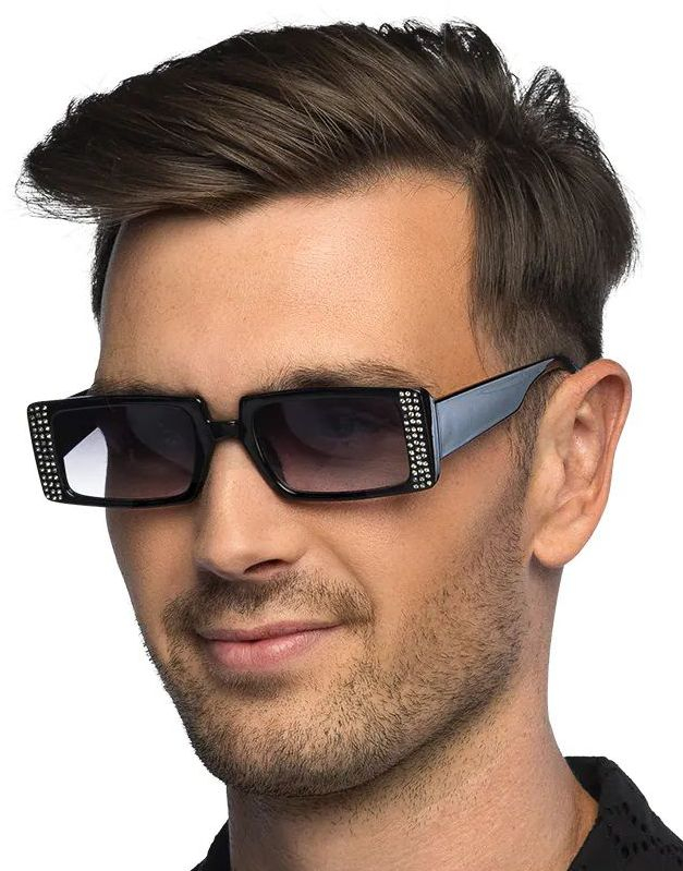 Retro Rektangulære Briller m/Glitrende Stener