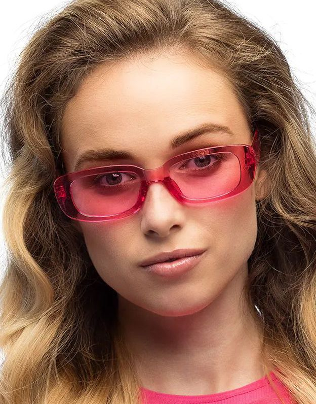 Smale Gjennomsiktig Rosa Techno Briller