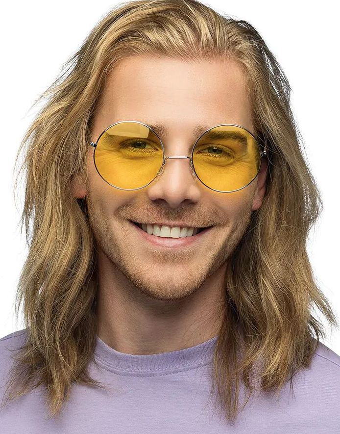 Store Runde Briller med Gult Glass
