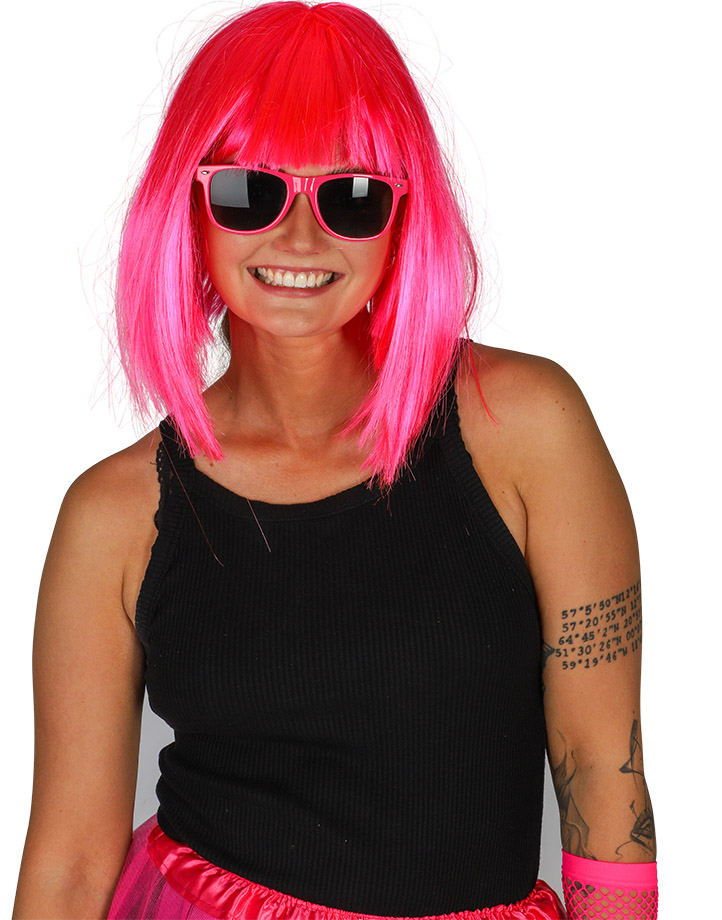 Kostymebriller i Wayfarer-Stil - Neon Rosa