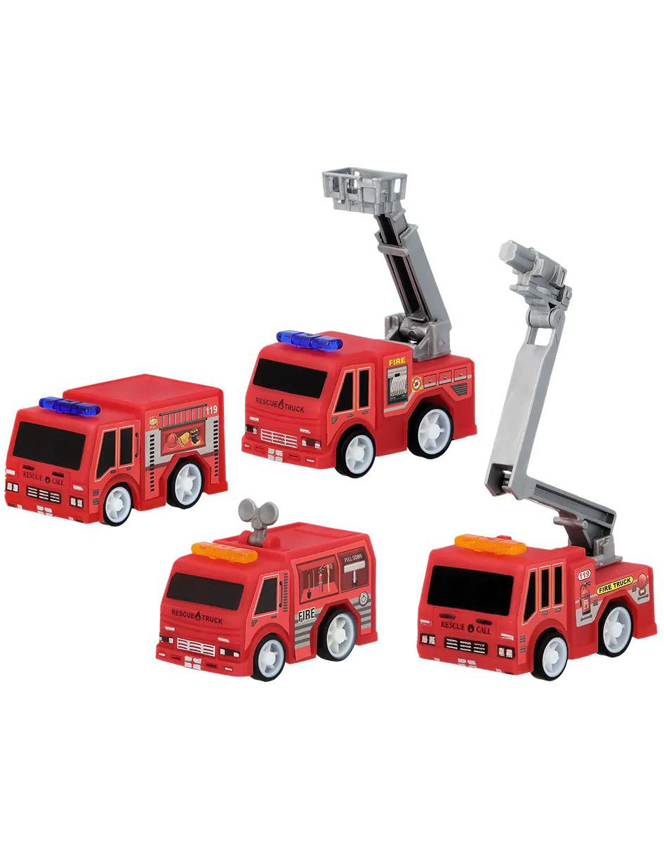 4 stk Små Brannbiler 