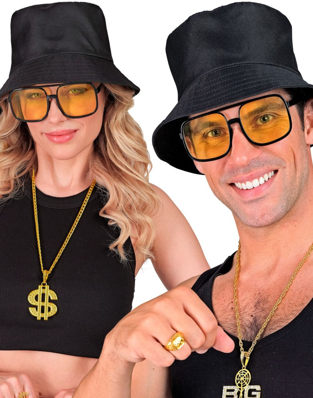 90 Talls Hiphop Briller med Gult Glass