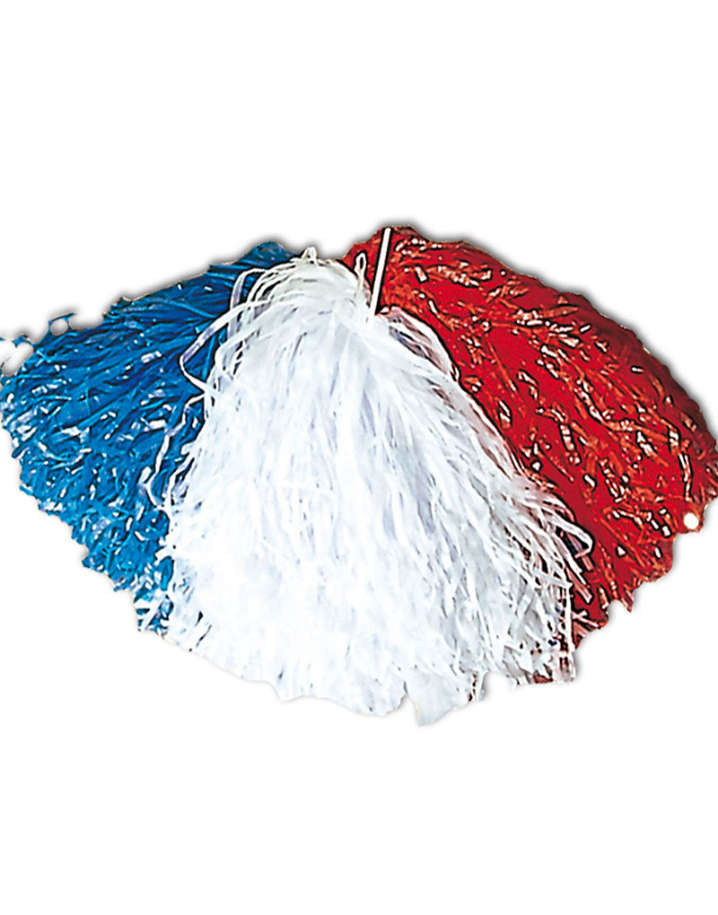 1 stk Trefarget Blå, Rød og Hvit Pom Pom