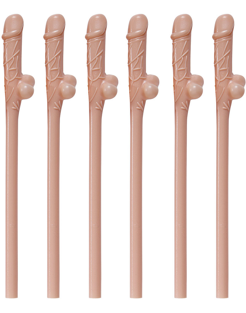 6 stk Gjenbrukbare Penis Sugerør i Plast