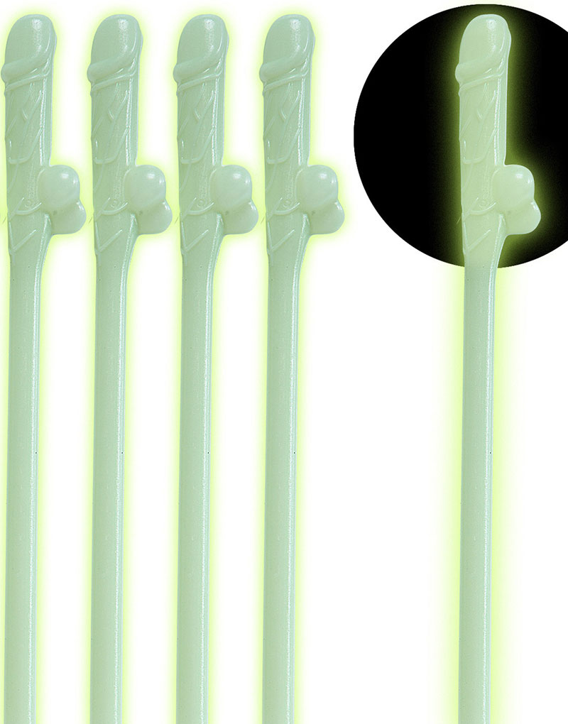 6 stk Gjenbrukbare Penis Glow in the Dark Sugerør