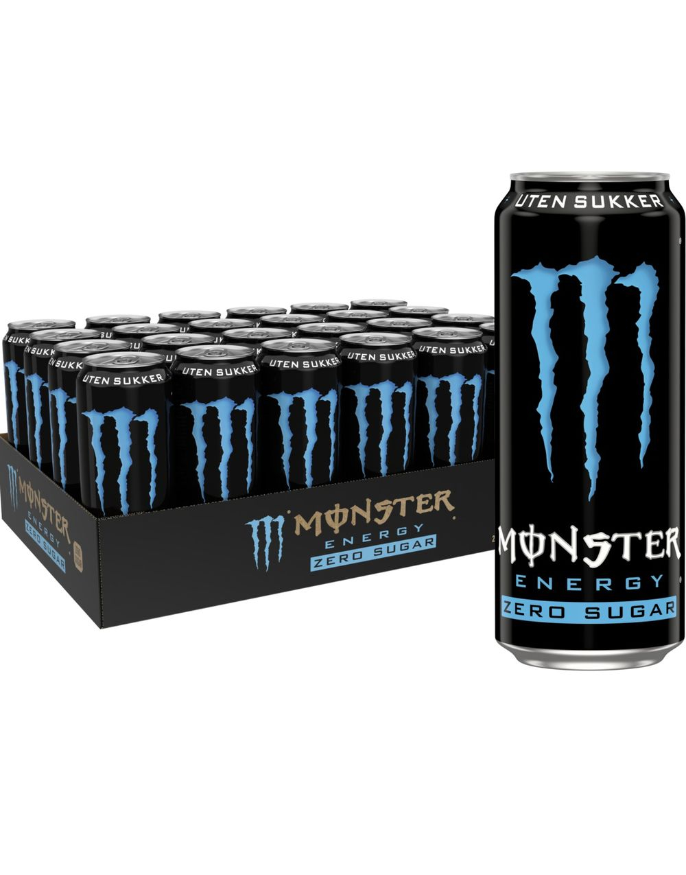 24 stk Monster Absolutely Zero 500 ml - Sukkerfri Energidrikk (UK Import) - Helt Brett