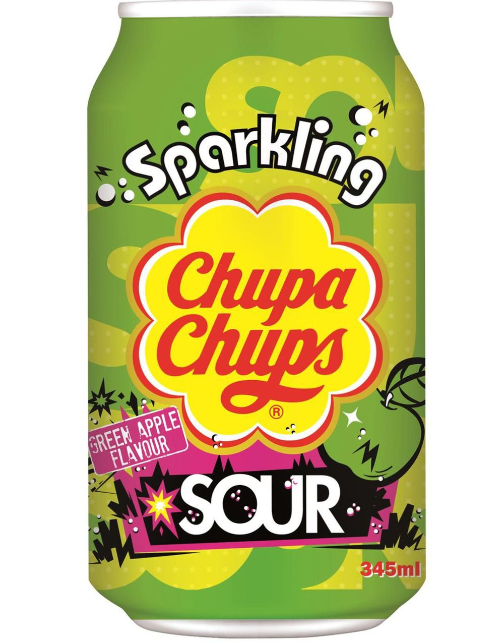 Chupa Chups Sparkling Sour Green Apple 345 ml (USA Import)