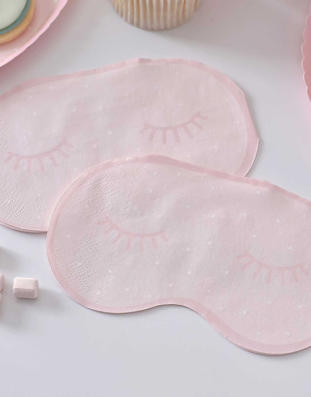 16 stk Rosa Øyemaskeformede Servietter Hvite Prikker 16,5x9,4 cm - Pamper Party