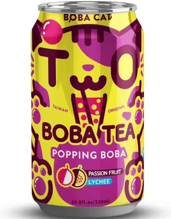 Boba Cat Passion Fruit Lychee - Popping Bubble/Boba Tea 320 ml (Taiwan)