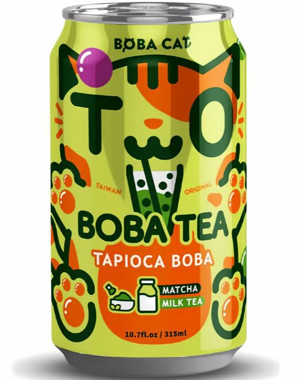 Boba Cat Matcha - Popping Bubble/Boba Tea 315 ml (Taiwan)