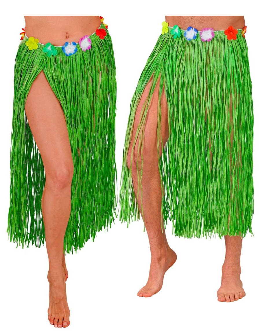 Grønn Stråkjørt med Blomsterbelte 80 cm