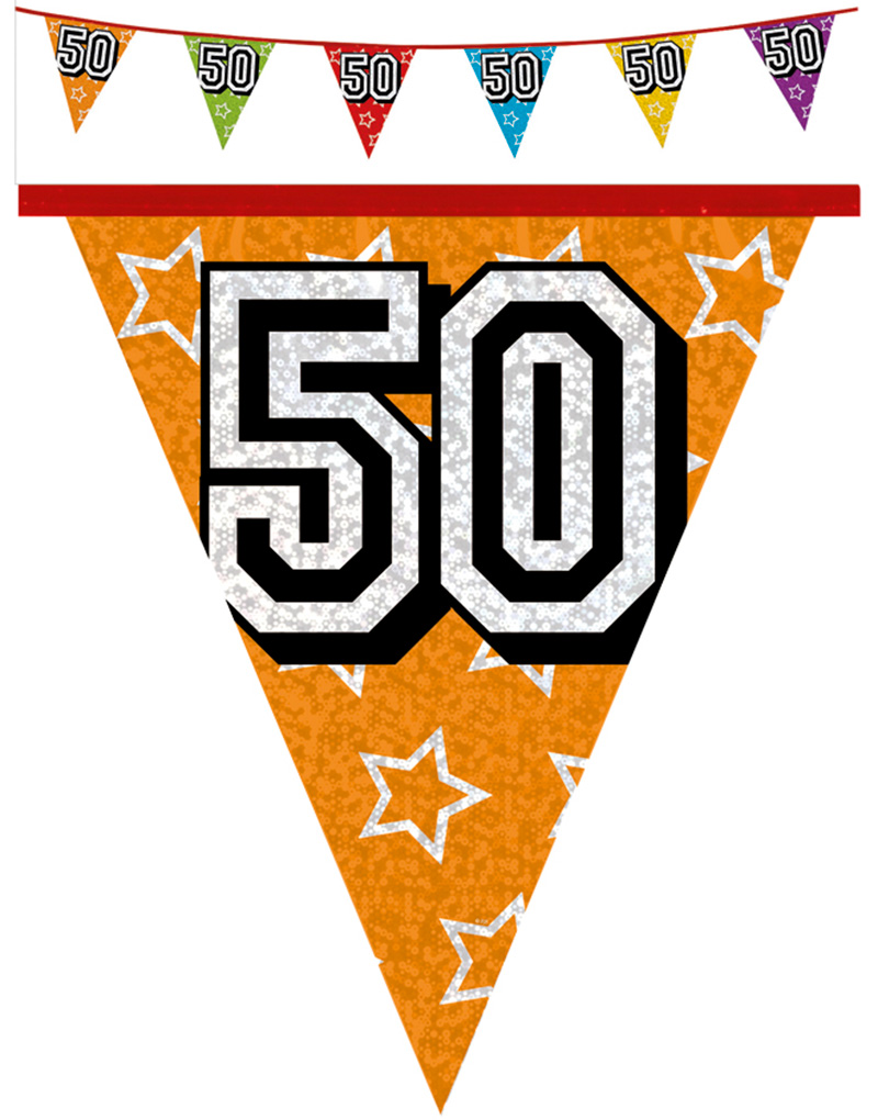 8 meter Holografisk Banner med Tallet 50