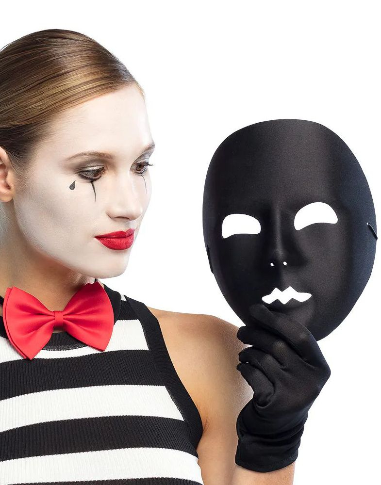 Deluxe Ansiktmaske Mime Svart