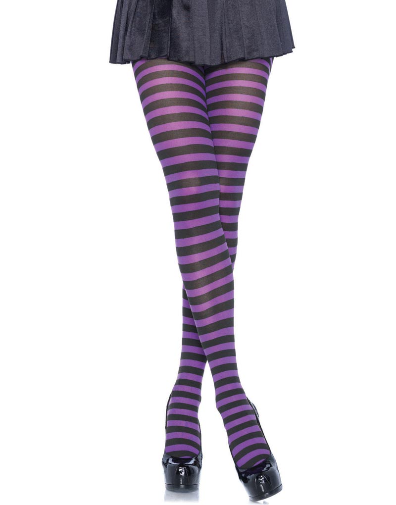 Stripete Svart og Lilla Strømpebukse