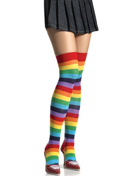 Stripete Tykke Strømper i Friske Farger