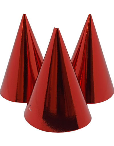 6 stk Metallisk Rød Partyhatter