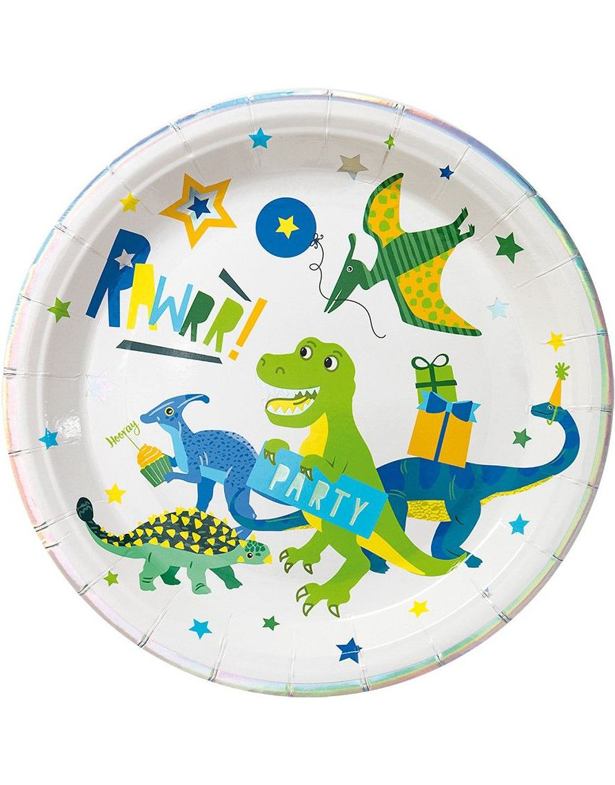 RAWRR 8 stk. Dinosaur Party Papptallerkener med Dinosaur Motiv 23cm