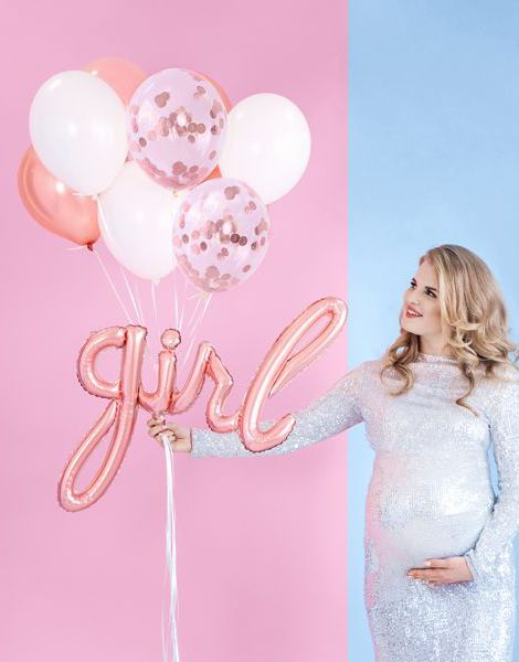 Girl - Rosegullfarget Folieballong 70 cm