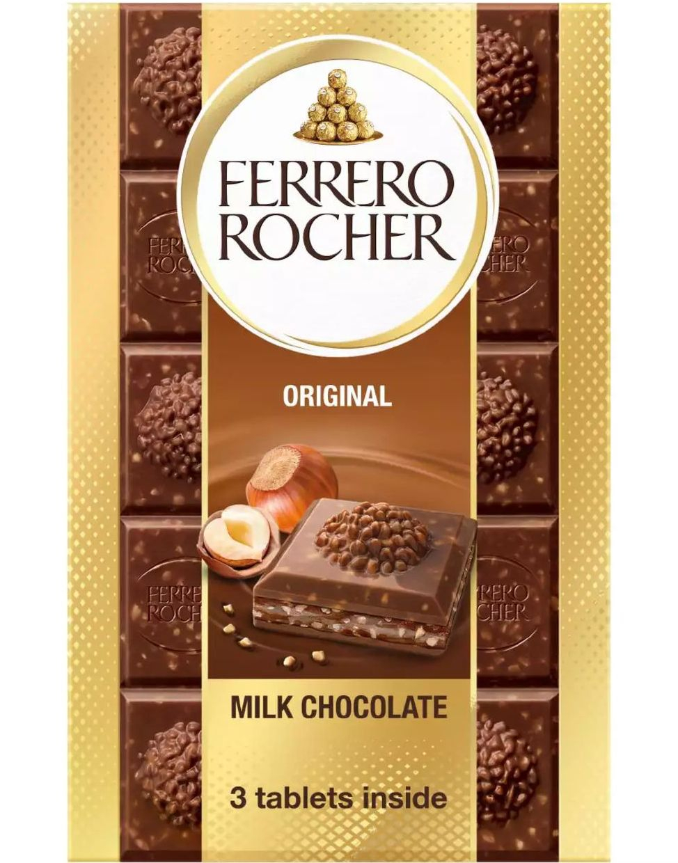 Ferrero Rocher Melkesjokolade med Hasselnøtter 90 gram
