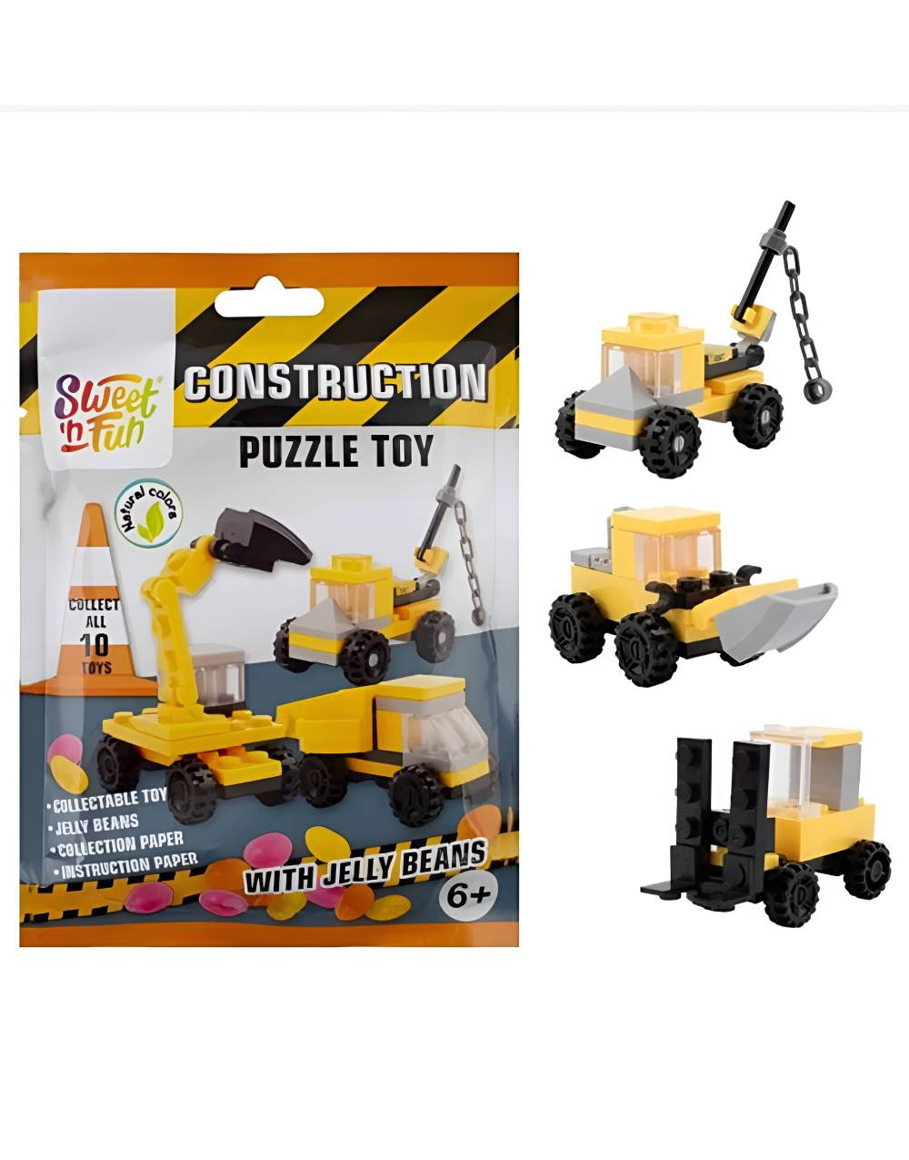 Construction Puzzle Toy Candy - Jelly Beans og Assortert Anleggsbil Lekefigur