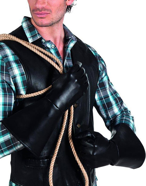 Svarte Lange Skinnimiterte Hansker