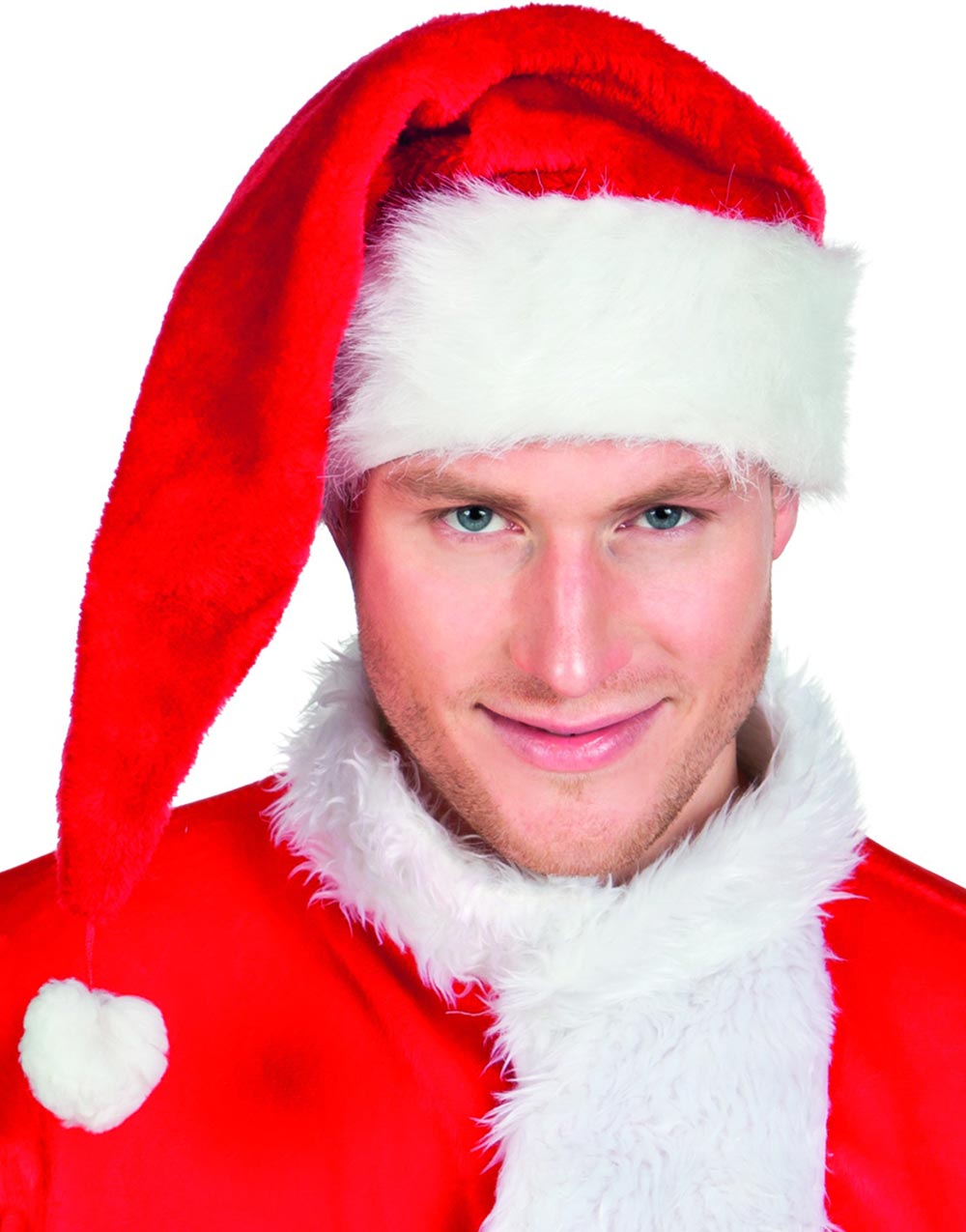 Rød Nisselue med Bred Hvit Kant og Dusk