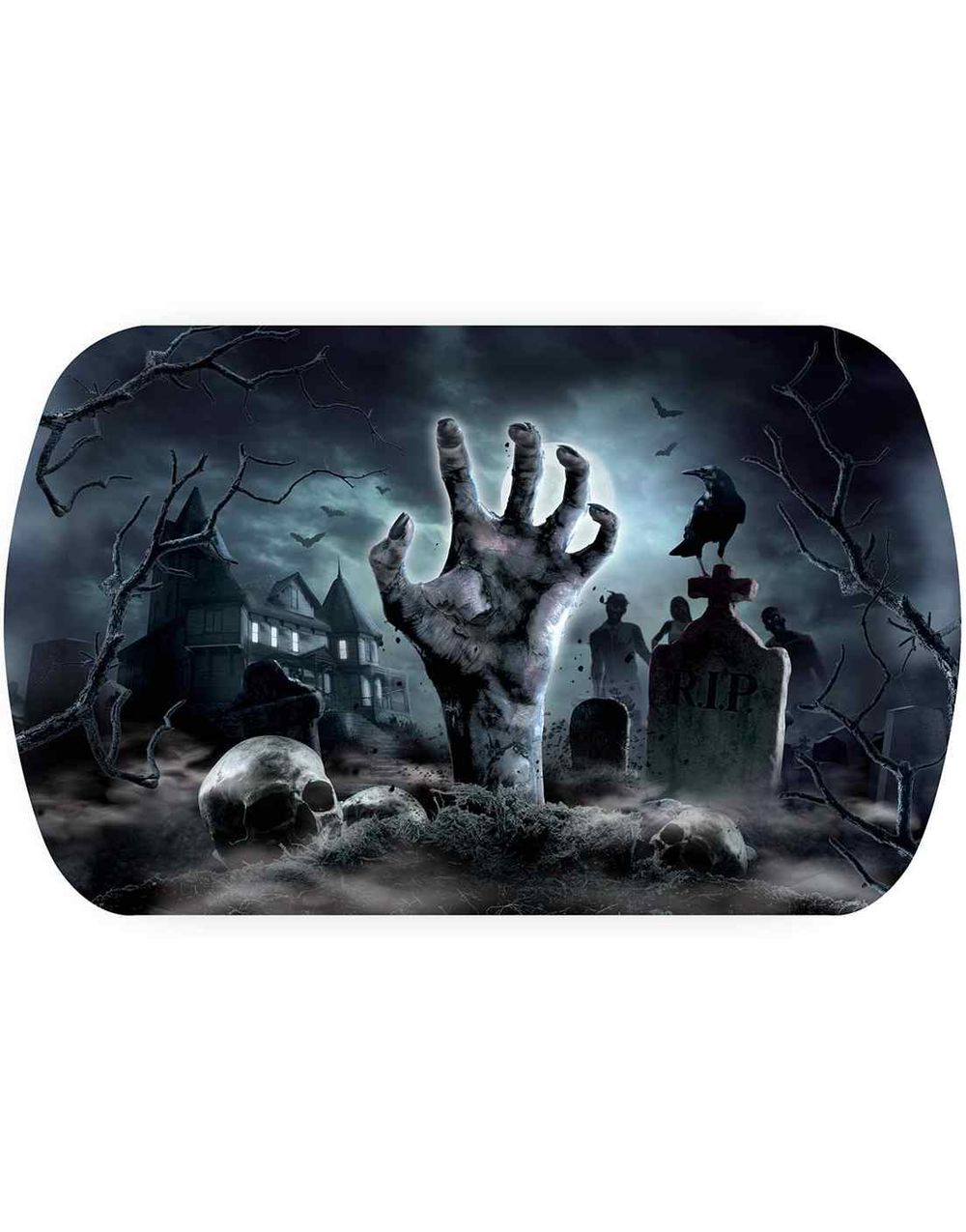 Serveringsfat i Hardplast med Zombiehånd Motiv - 29x15x3,5 cm