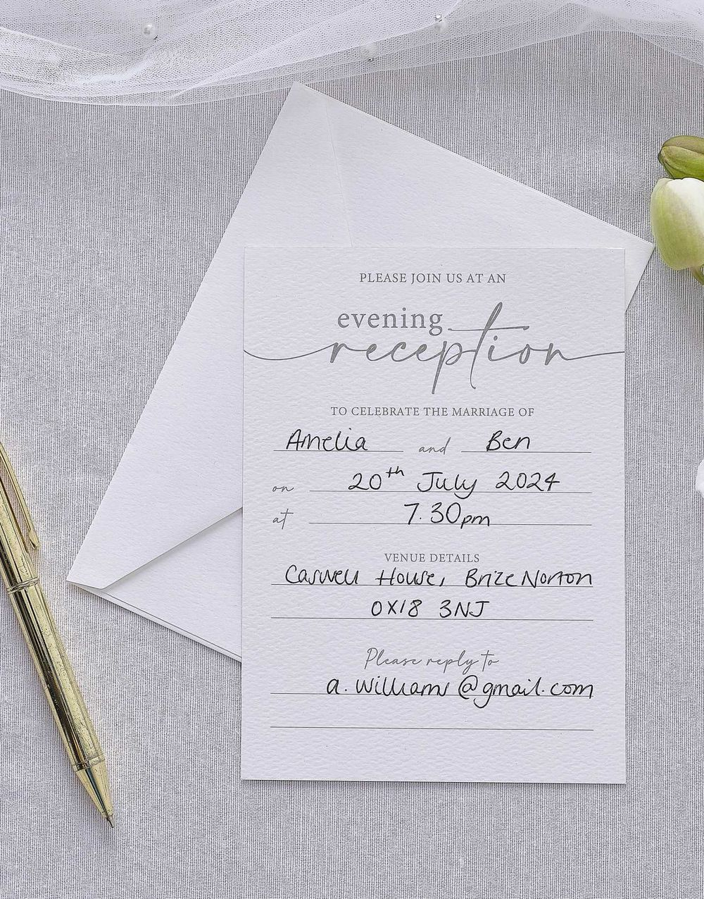 10 stk Bryllupfest Teksturkort Invitasjoner med Konvolutter - Modern Luxe