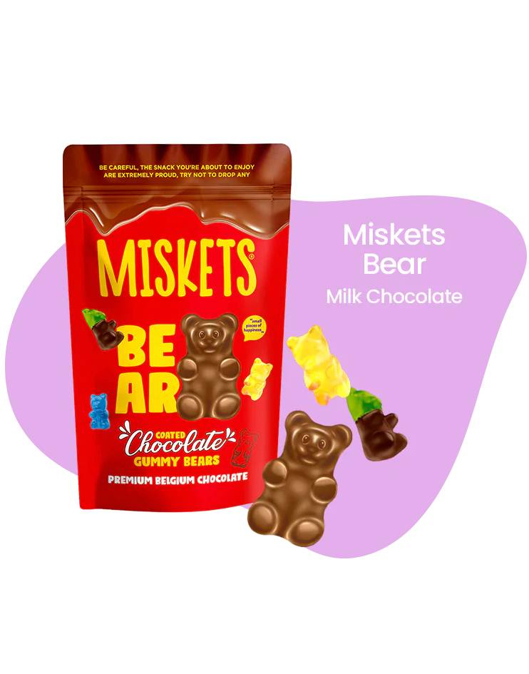 Miskets Coated Chocolate Gummy Bears - Gummibjørner med Sjokolade 120 gram