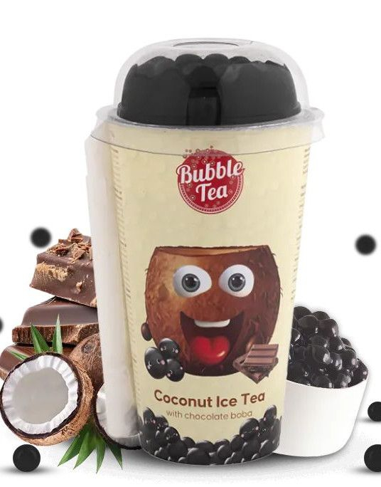 Coconut Ice Tea With Chocolate Boba - Kokos Iste med Sjokolade Bobaperler 350 ml
