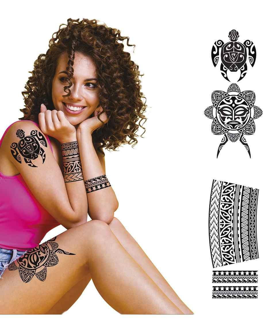 4 stk Store Midlertidige Tribal Tatoveringer