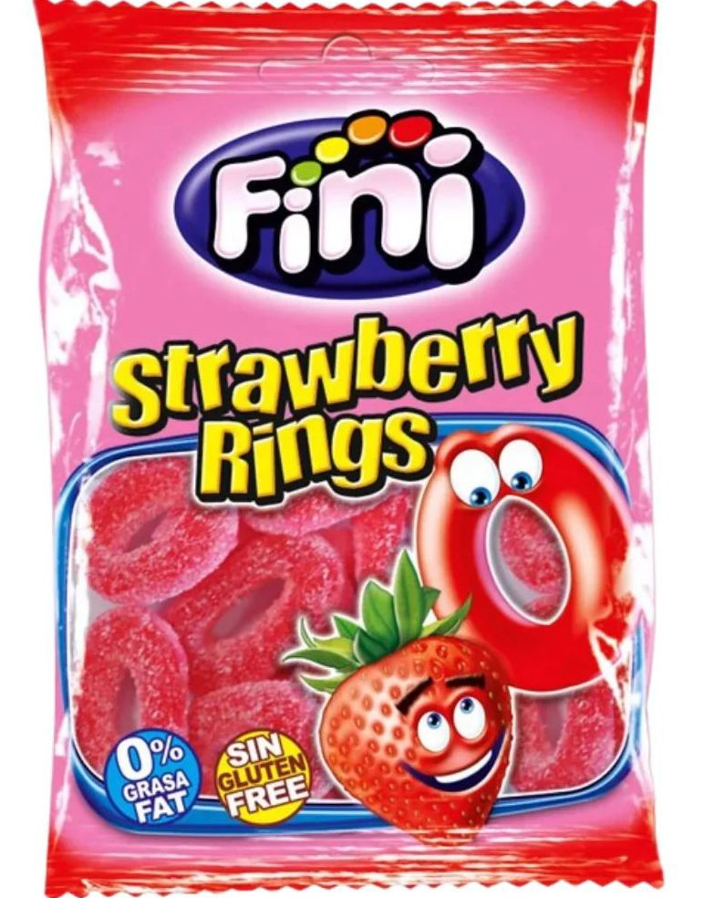 Fini Strawberry Rings - Vingummiringer med Sur Jordbærsmak 75 gram
