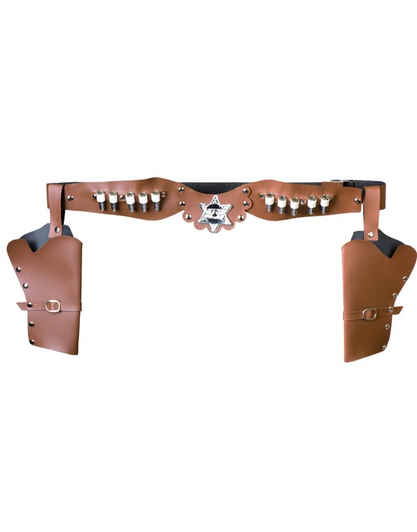 Brunt Cowboybelte med To Hylstre og Patroner
