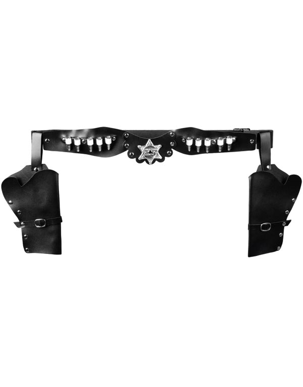 Svart Cowboybelte med To Hylstre og Patroner