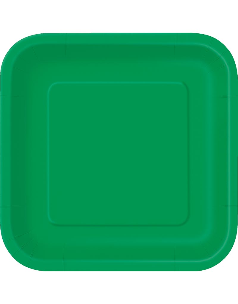 14 stk Firkantede Grønne Papptallerkener 22 cm