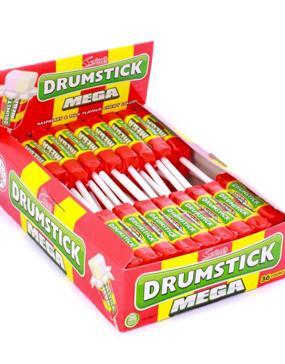 36 stk Swizzels Drumstick Mega Lollies / Karamell på Pinne - Hel Eske