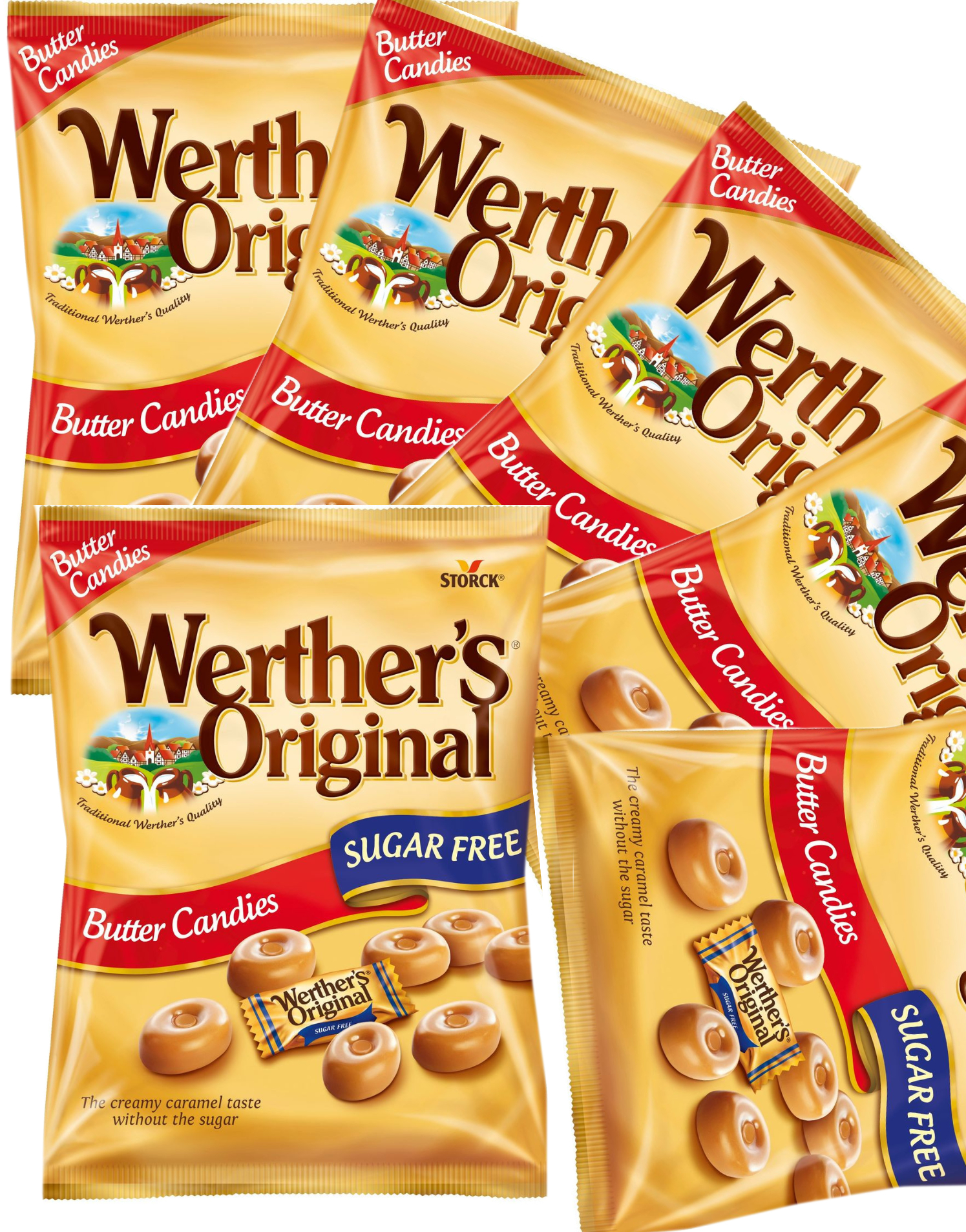 18 stk Werthers Original Sukkerfrie Karamell-Sukkertøy - Hel Eske