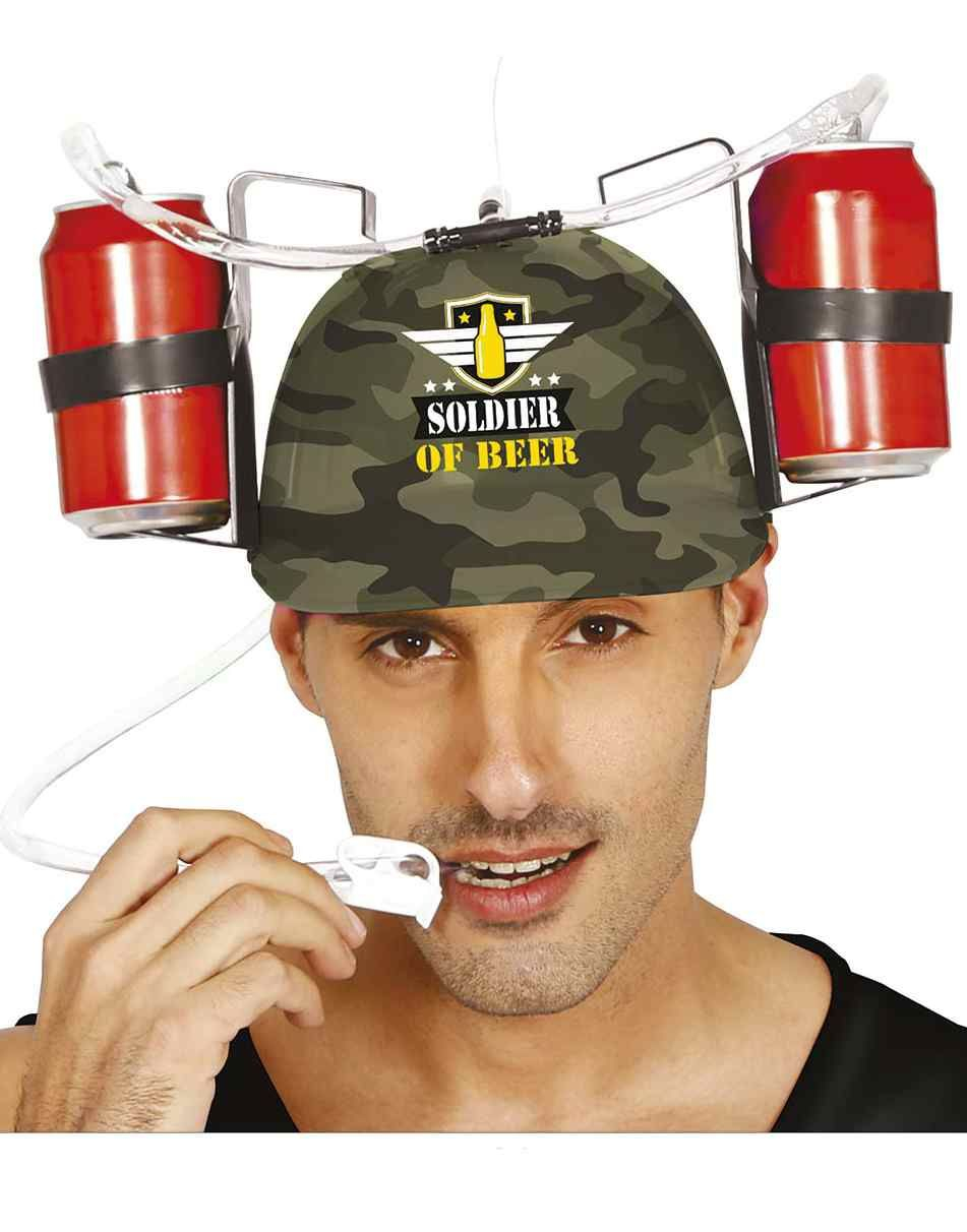 Soldier of Beer - Partyhatt med Drikkeholdere og Sugerør